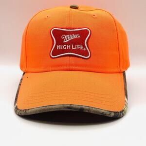 Miller High Life Beer Brewery Blaze Orange Hunting Fishish Golf Hat Cap